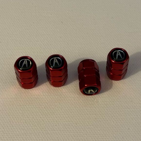 Acura Valve Stem Caps in Red Set of 4 NWT - Picture 2 of 4